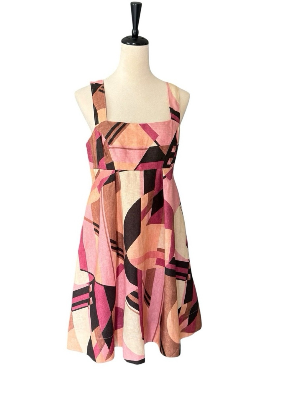 Banana Republic Pink, Brown & Cream Geometric Mini Dress linen